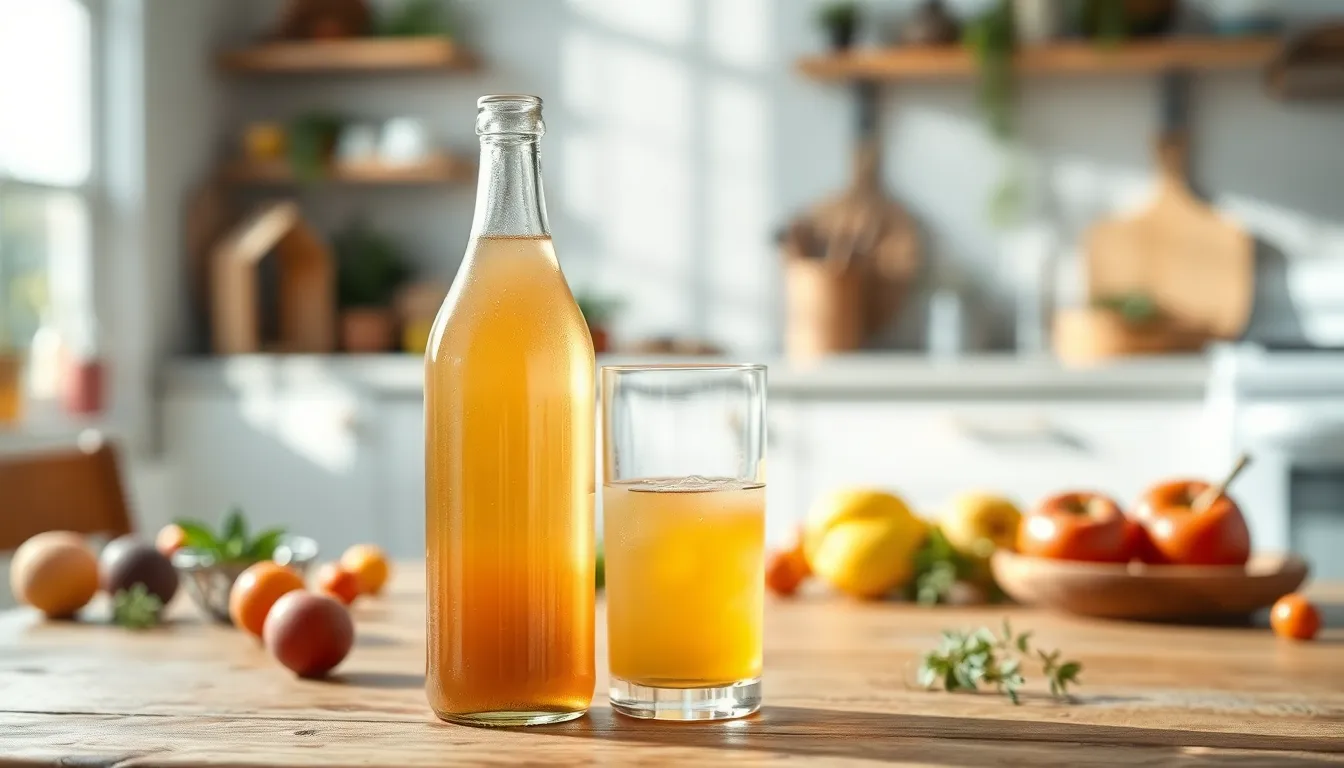 콤부차와 신선한 재료들