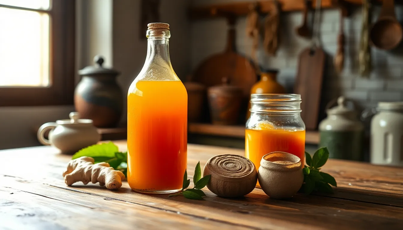 신선한 과일과 함께하는 콤부차