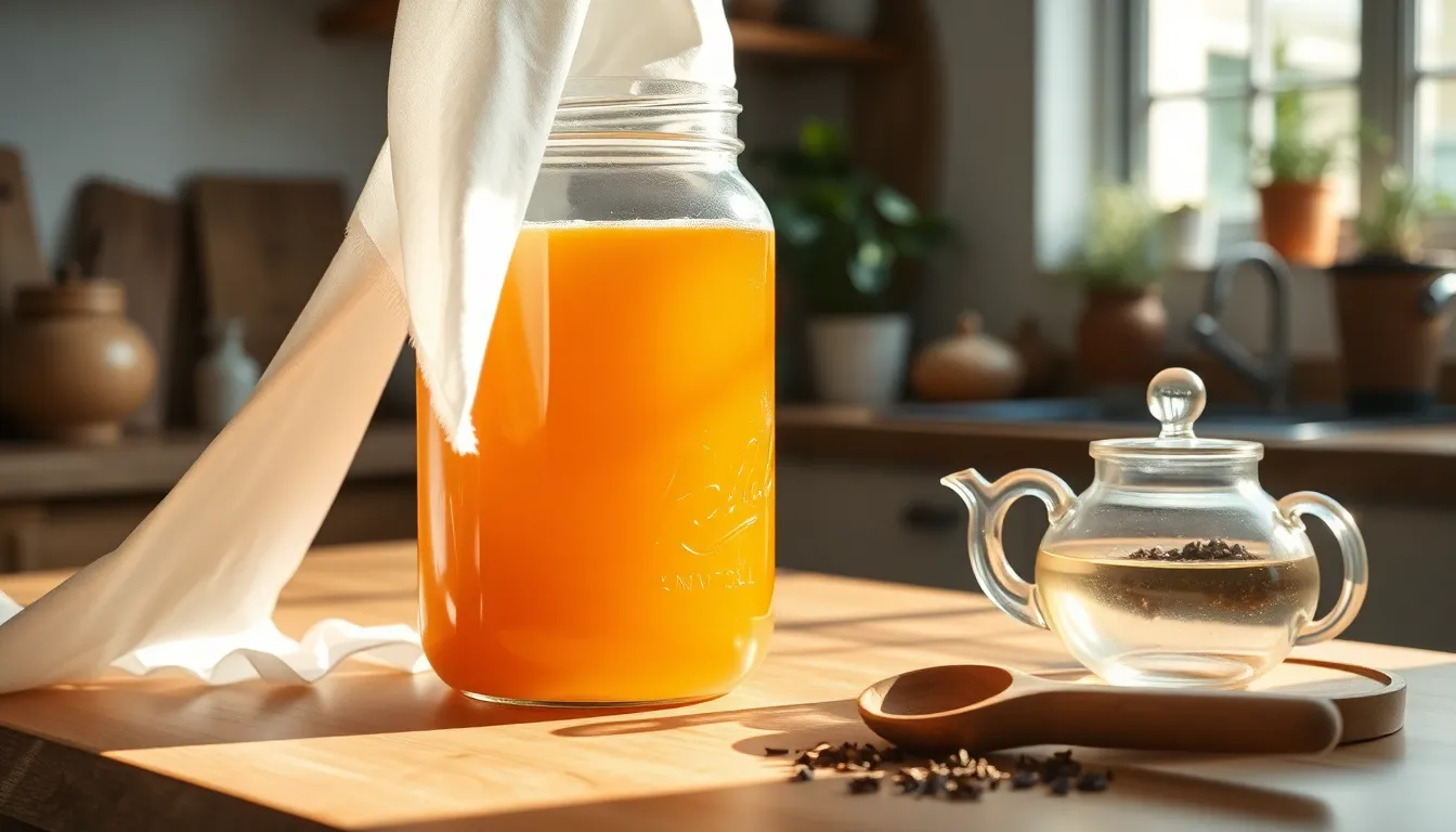 콤부차 발효 재료와 도구