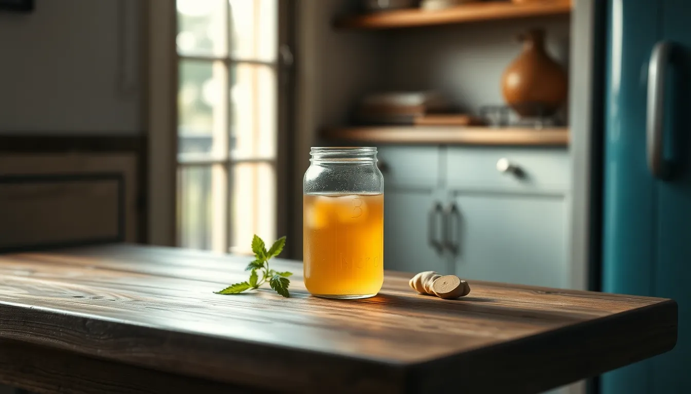 콤부차와 신선한 과일